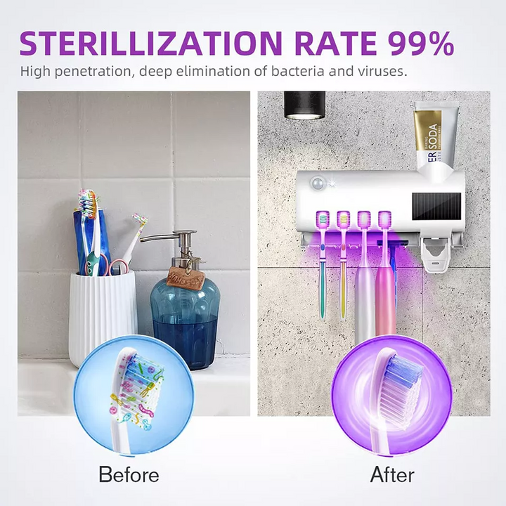 Soporte esterilizador para cepillo de dientes con luz UV